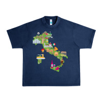 Navy Italy map Urban Heavy Tee - artisFamous