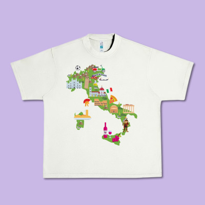 Italy Map Urban Heavy Tee Designed By Artisfamous