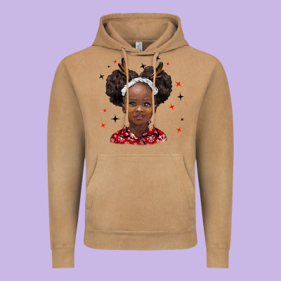 Christmas African Girl Vintage Hoodie Designed By Barkaloodesign