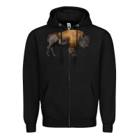 Black american bison body Zipper Hoodie - RanaPortraitStore