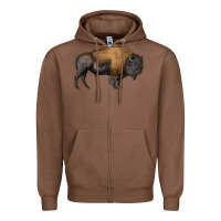 Chestnut american bison body Zipper Hoodie - RanaPortraitStore