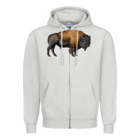 Dove Grey american bison body Zipper Hoodie - RanaPortraitStore