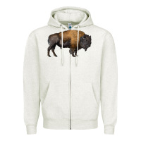 Oatmeal Heather american bison body Zipper Hoodie - RanaPortraitStore