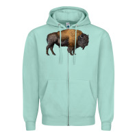 Seafoam american bison body Zipper Hoodie - RanaPortraitStore