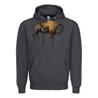 Smoke american bison body Zipper Hoodie - RanaPortraitStore