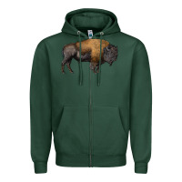 Sports Green american bison body Zipper Hoodie - RanaPortraitStore