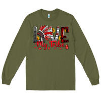 Army Green red black grey white love my tribe indian headdres Long Sleeve Tee - Artiststas