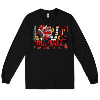 Black red black grey white love my tribe indian headdres Long Sleeve Tee - Artiststas