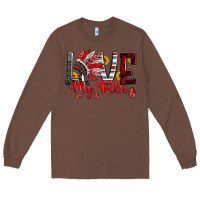 Chestnut red black grey white love my tribe indian headdres Long Sleeve Tee - Artiststas