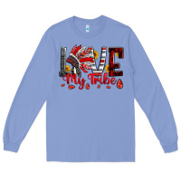 Colony Blue red black grey white love my tribe indian headdres Long Sleeve Tee - Artiststas