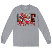 Heather Grey red black grey white love my tribe indian headdres Long Sleeve Tee - Artiststas