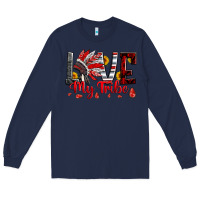 Navy red black grey white love my tribe indian headdres Long Sleeve Tee - Artiststas