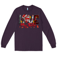 Plum red black grey white love my tribe indian headdres Long Sleeve Tee - Artiststas