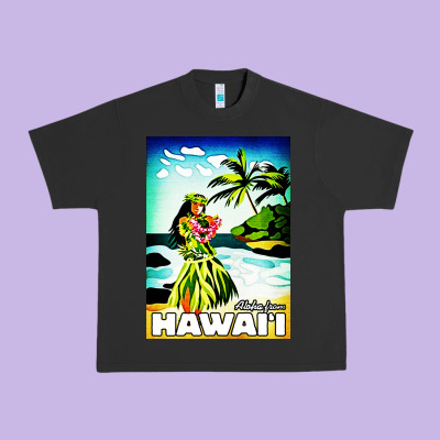Hawaii Hula Girl Urban Heavy Tee Designed By Artisfamous
