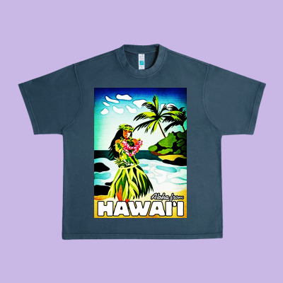 Hawaii Hula Girl Urban Heavy Tee Designed By Artisfamous