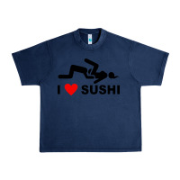 Navy i love sushi funny Urban Heavy Tee - artisFamous