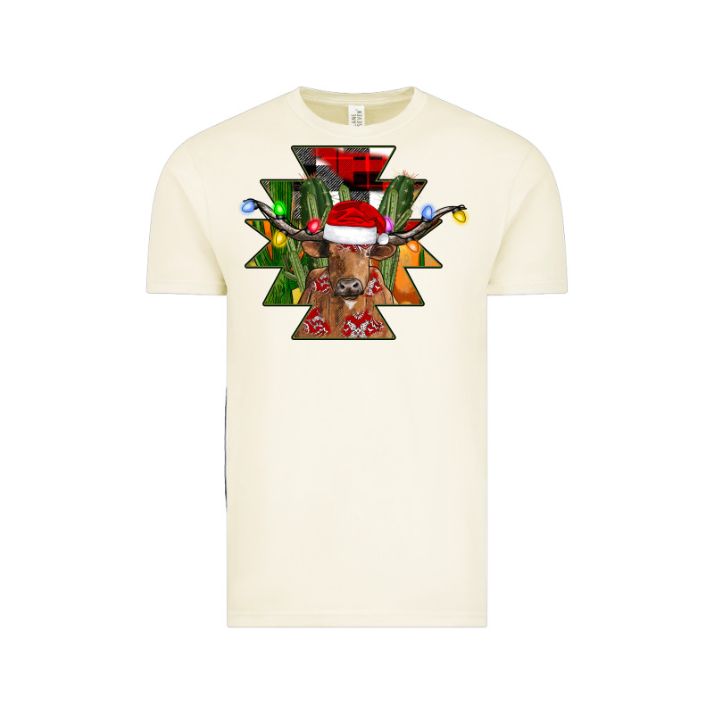 Longhorn Aztec Christmas Vintage Tee by CowhideDigitalArt | Teevron