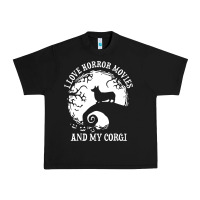 Black i love horror movies and my corgi funny corgi Urban Heavy Tee - artisFamous