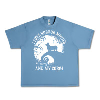 Pebble Blue i love horror movies and my corgi funny corgi Urban Heavy Tee - artisFamous