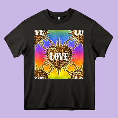 Pride Lgbtq Leopard Love Heart Seamless Pattern Heavy Core Tee Designed By Bundleandbundleshop