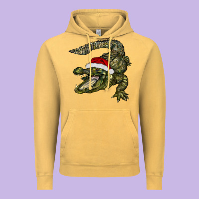 Christmas Alligator Vintage Hoodie Designed By Barkaloodesign