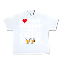 White i love heart hot moms cold beer funny adult drinking joke Urban Heavy Tee - artisFamous