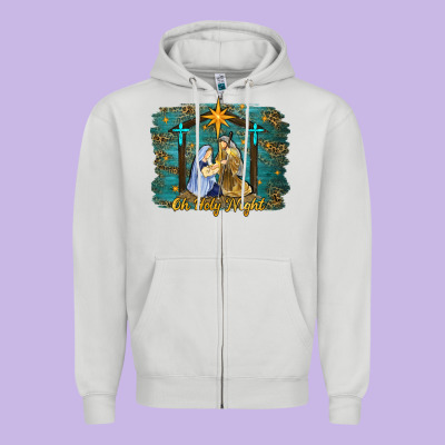 Oh Holy Night Western Zipper Hoodie Designed By Ranaportraitstore