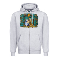 Heather Grey oh holy night western Zipper Hoodie - RanaPortraitStore