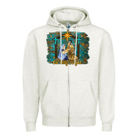 Oatmeal Heather oh holy night western Zipper Hoodie - RanaPortraitStore