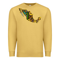 Antique Gold Guerrero Mexico Serape Cactus Sunflower Map Premium Sweatshirt - RanaPortraitStore