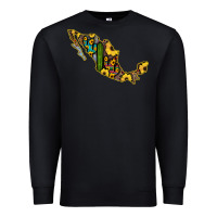Black Guerrero Mexico Serape Cactus Sunflower Map Premium Sweatshirt - RanaPortraitStore