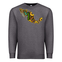 Charcoal Heather Guerrero Mexico Serape Cactus Sunflower Map Premium Sweatshirt - RanaPortraitStore