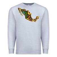 Heather Grey Guerrero Mexico Serape Cactus Sunflower Map Premium Sweatshirt - RanaPortraitStore