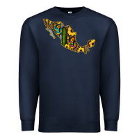 Navy Guerrero Mexico Serape Cactus Sunflower Map Premium Sweatshirt - RanaPortraitStore