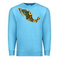 Ocean Blue Guerrero Mexico Serape Cactus Sunflower Map Premium Sweatshirt - RanaPortraitStore