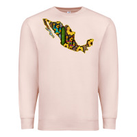Pale Pink Guerrero Mexico Serape Cactus Sunflower Map Premium Sweatshirt - RanaPortraitStore
