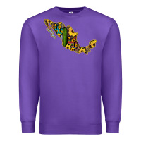 Purple Guerrero Mexico Serape Cactus Sunflower Map Premium Sweatshirt - RanaPortraitStore