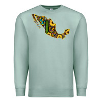 Seafoam Guerrero Mexico Serape Cactus Sunflower Map Premium Sweatshirt - RanaPortraitStore