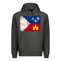 Charcoal Heather louisiana flag background Premium Hoodie - BarkalooDesign