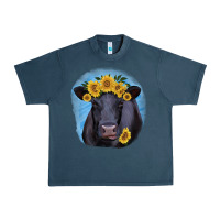 Midnight Navy Black Angus with Sunflower Urban Heavy Tee - Jasminsmagicworld