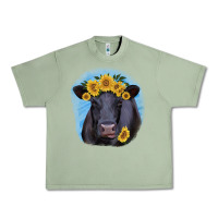 Oil Green Black Angus with Sunflower Urban Heavy Tee - Jasminsmagicworld