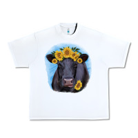 White Black Angus with Sunflower Urban Heavy Tee - Jasminsmagicworld