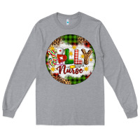 Heather Grey Christmas Jolly Nurse Long Sleeve Tee - Artiststas