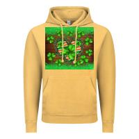 Vintage Mustard st.patricks heart shamrocks glitter Vintage Hoodie - BarkalooDesign