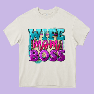 Wife Mom Boss Heavy Core Tee Designed By Fadigitalartstudio