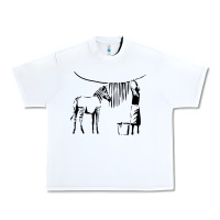 White Banksy Zebra Urban Heavy Tee - artisFamous