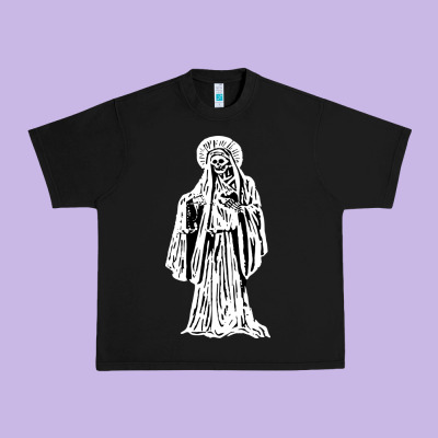 Santa Muerte Blanca Urban Heavy Tee Designed By Artisfamous