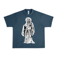 Midnight Navy santa muerte blanca Urban Heavy Tee - artisFamous