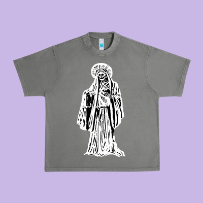 Santa Muerte Blanca Urban Heavy Tee Designed By Artisfamous