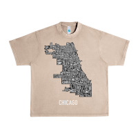 French Oak chicago typography neighborhood map Urban Heavy Tee - artisFamous